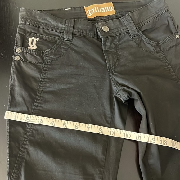 Galliano authentic black denim pants, split hem with buttons, low waist, size 27 - Picture 10 of 14